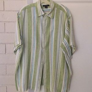 Green striped linen shirt